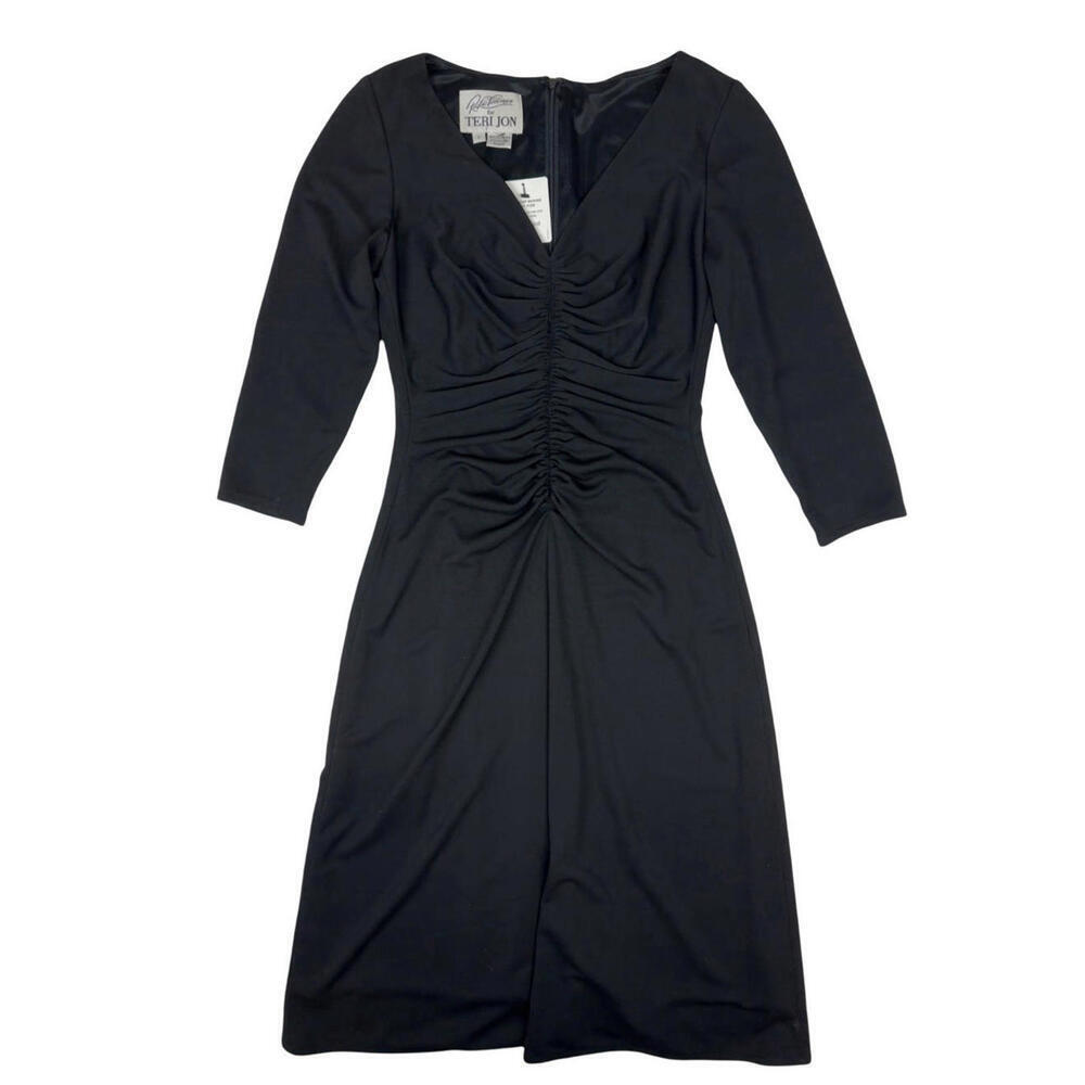 Rickie Freeman Teri Jon A-Line Dress Ruched Center Black Size 4 US